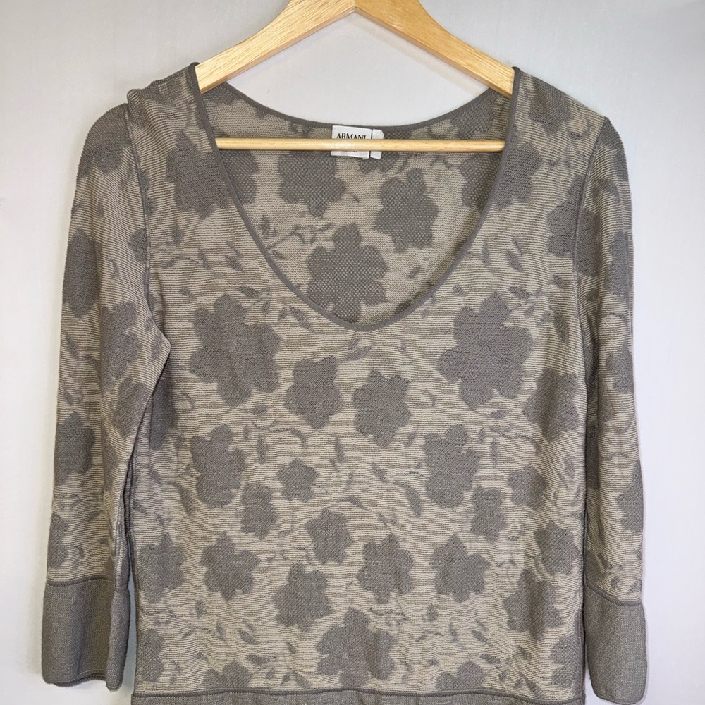 Armani Collezioni‎ Floral Jacquard knit sweater 12 Made in Italy
